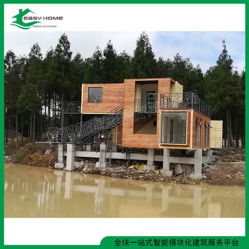 定做集装箱休息处 旅游景区双层复式带木塑挂板集装箱别墅出售